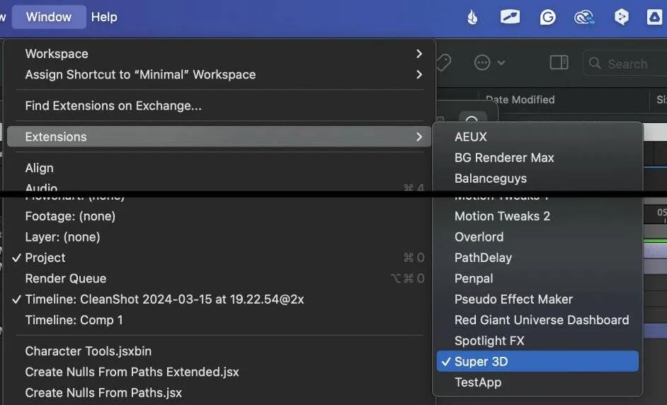 Launch Extension from Menu