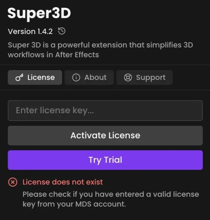 Wrong Key Error Message