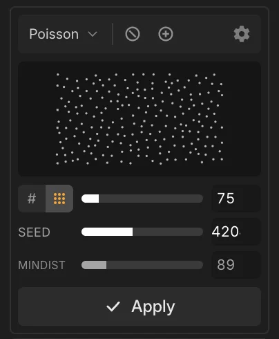 Distribution widget interface